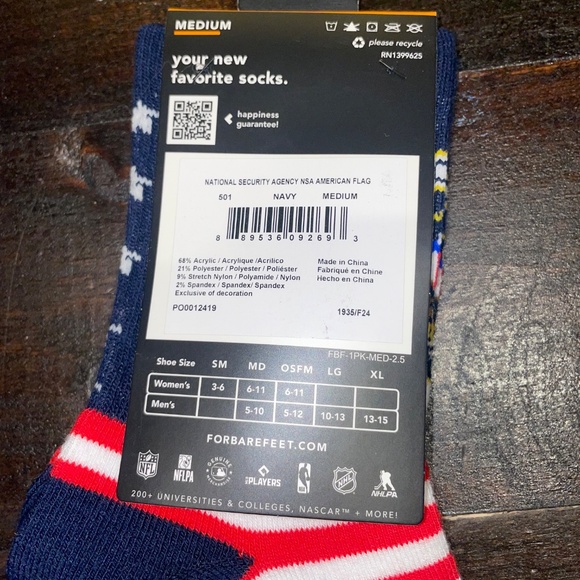 NEW National Security Agency Socks NSA America Navy For Bare Feet‎ Sz M - Picture 3 of 4